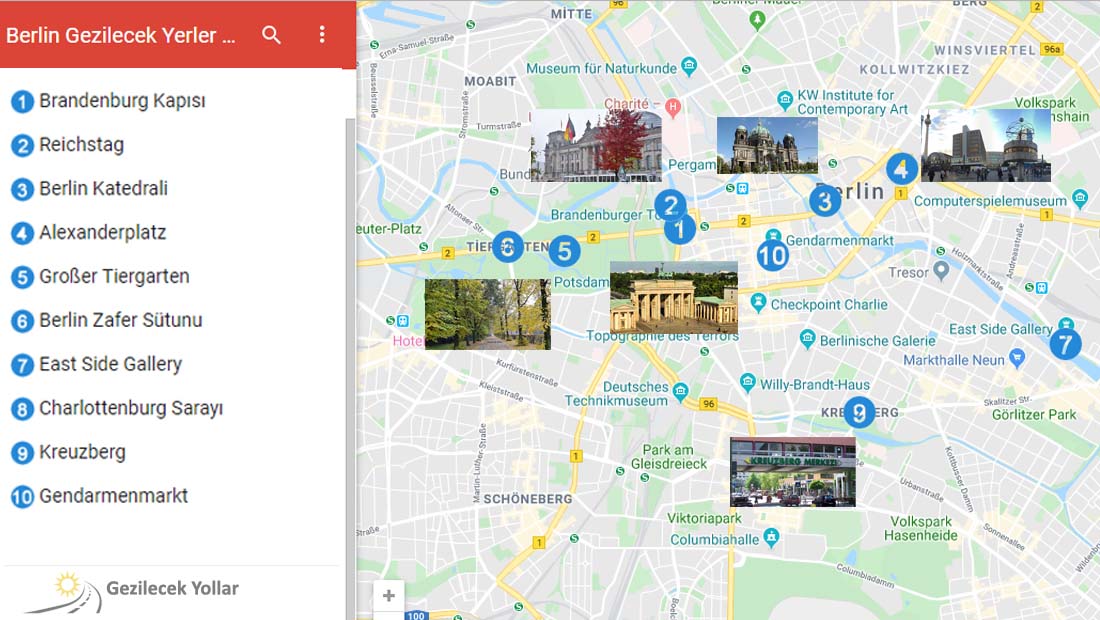 Berlin Gezilecek Yerler Haritası