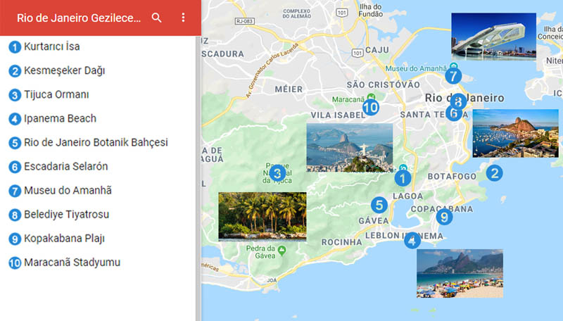 Rio de Janeiro Gezilecek Yerler Haritası